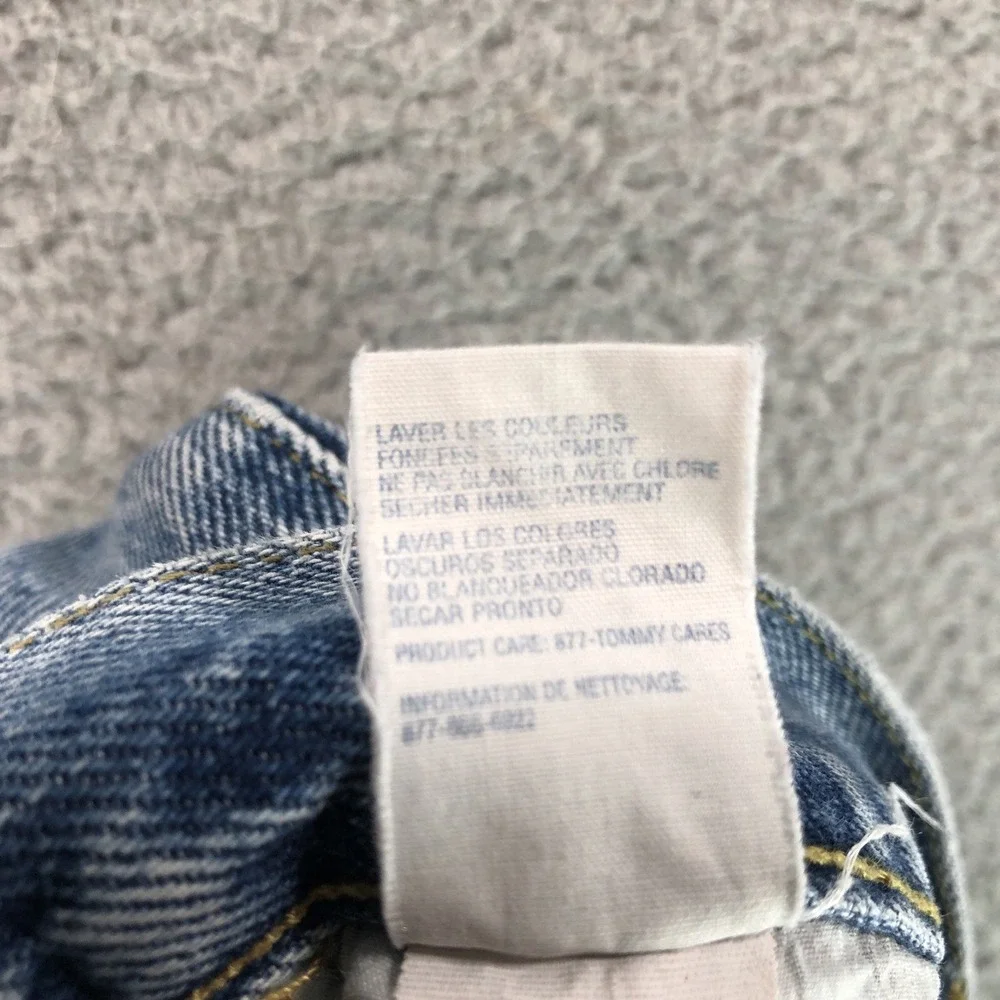VTG Tommy Hilfiger Jean Men 34x32 (Fits 32x31) Blue Flag Patch Logo Straight 90s